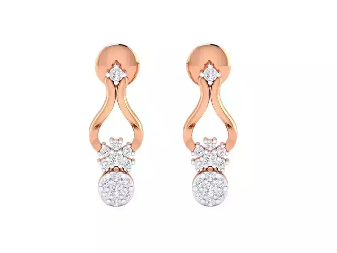 Women Long Drop Earrings STL JCD OBJ FBX Renders Details