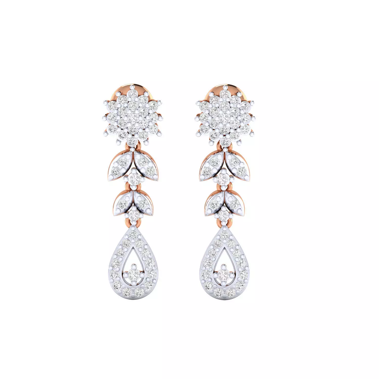 Women Long Drop Earrings STL JCD OBJ FBX Renders Details 3D print model