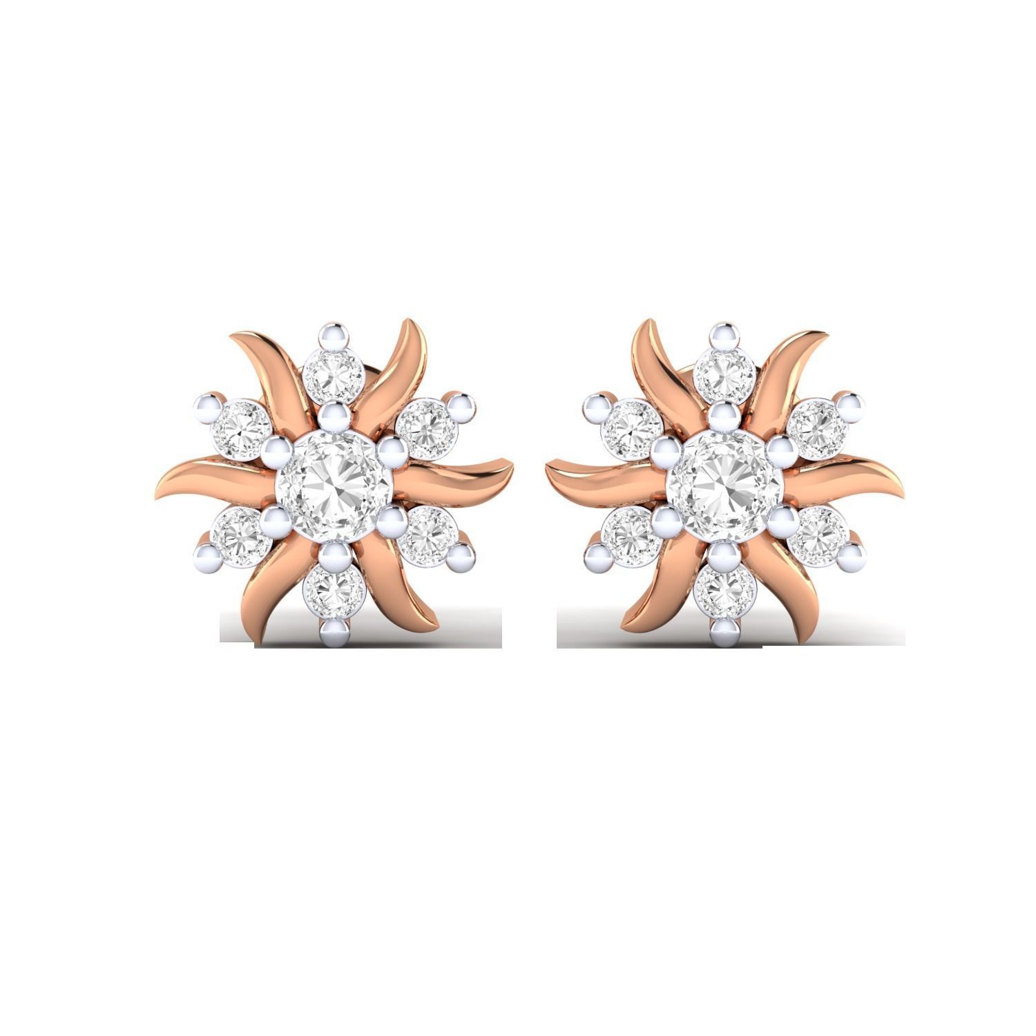 Women Stud Earrings STL JCD OBJ FBX Renders Details 3D print model_1