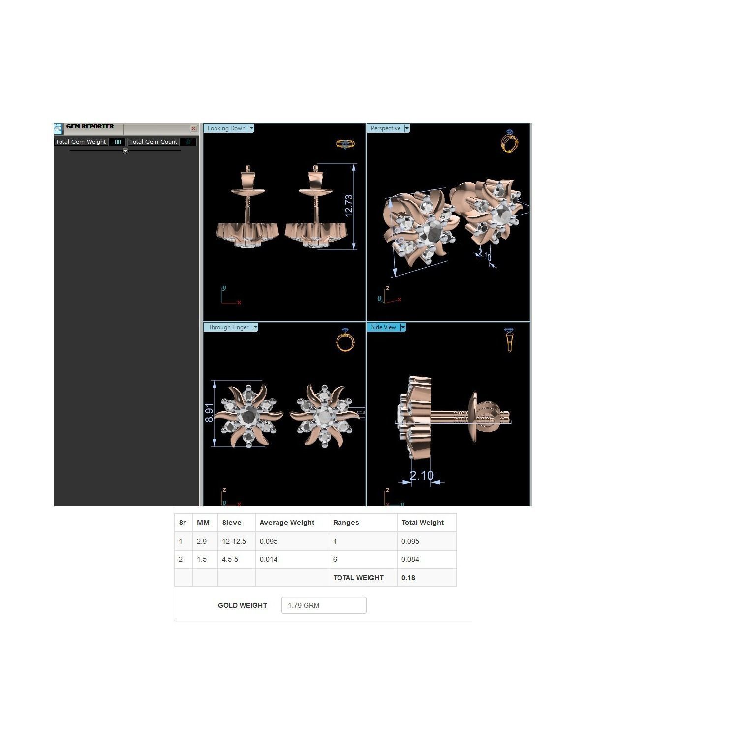 Women Stud Earrings STL JCD OBJ FBX Renders Details 3D print model_18