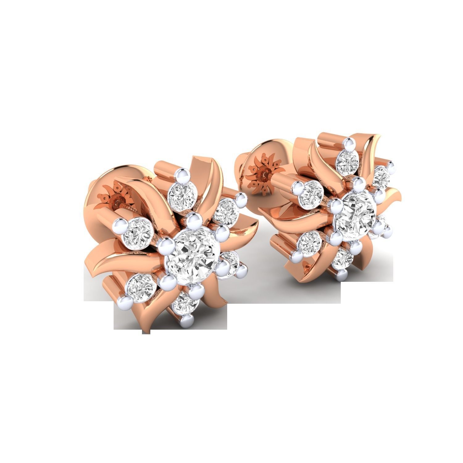 Women Stud Earrings STL JCD OBJ FBX Renders Details 3D print model_11