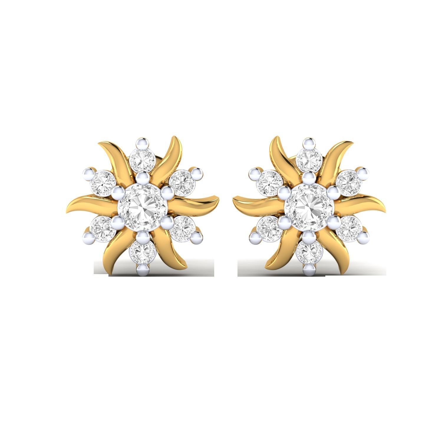 Women Stud Earrings STL JCD OBJ FBX Renders Details 3D print model_5