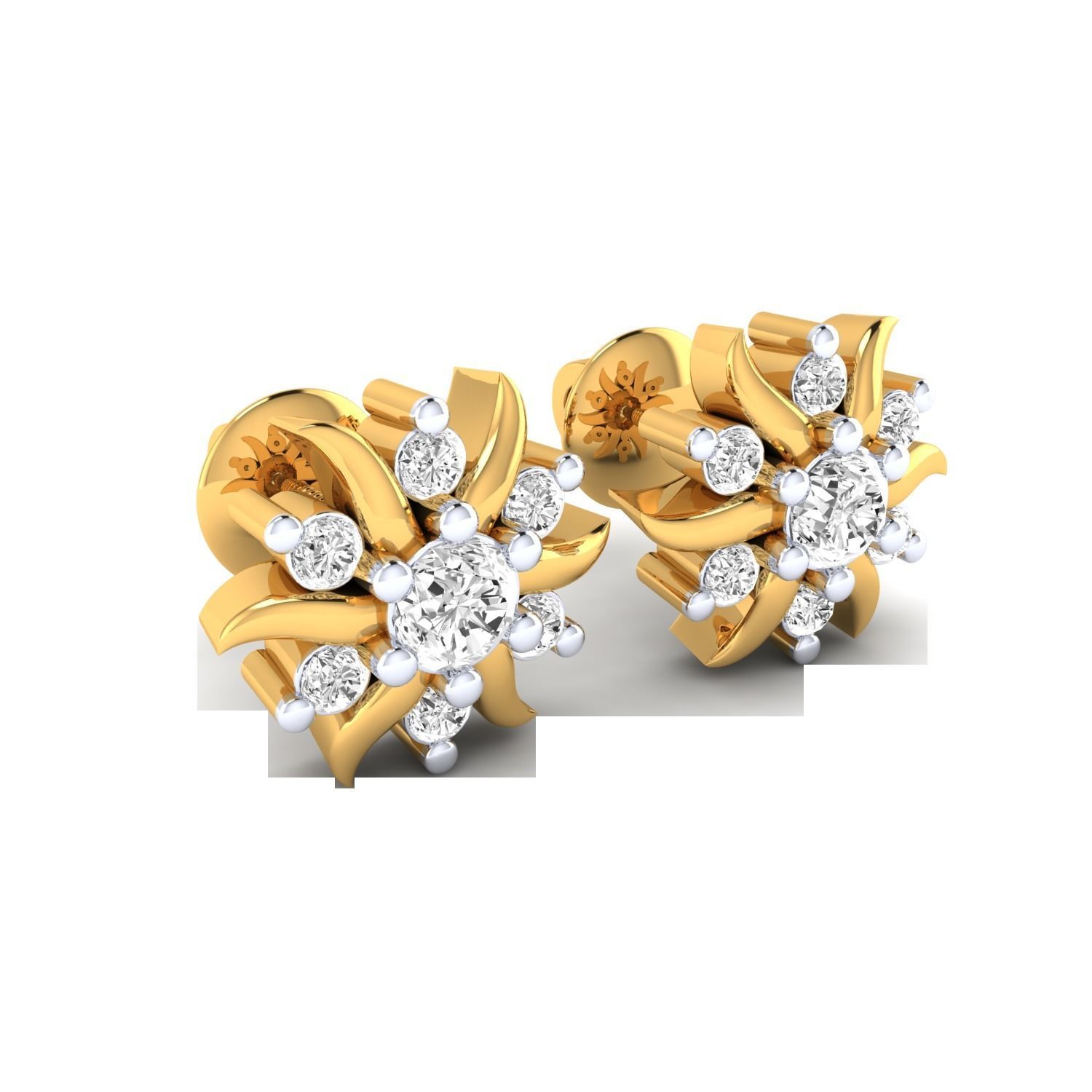 Women Stud Earrings STL JCD OBJ FBX Renders Details 3D print model_9