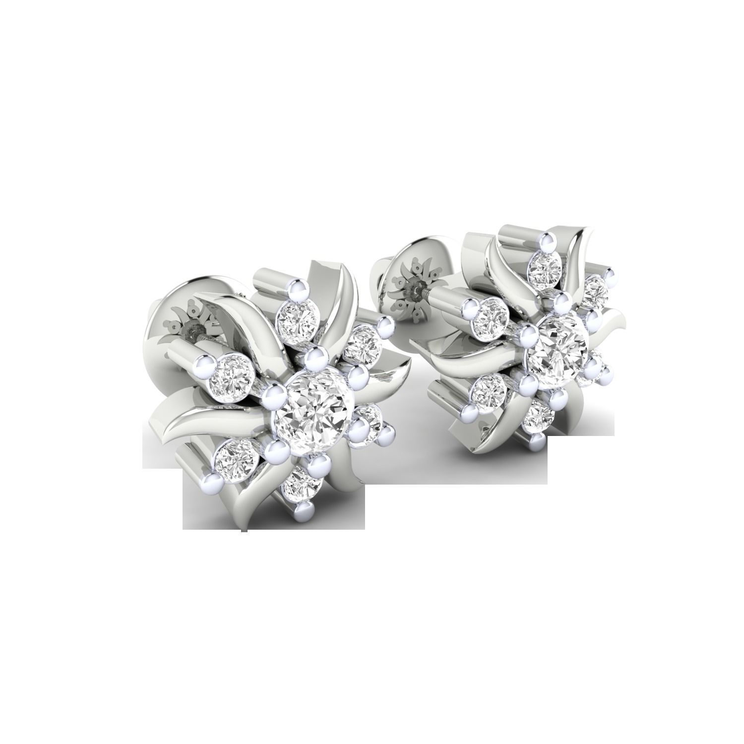 Women Stud Earrings STL JCD OBJ FBX Renders Details 3D print model_7