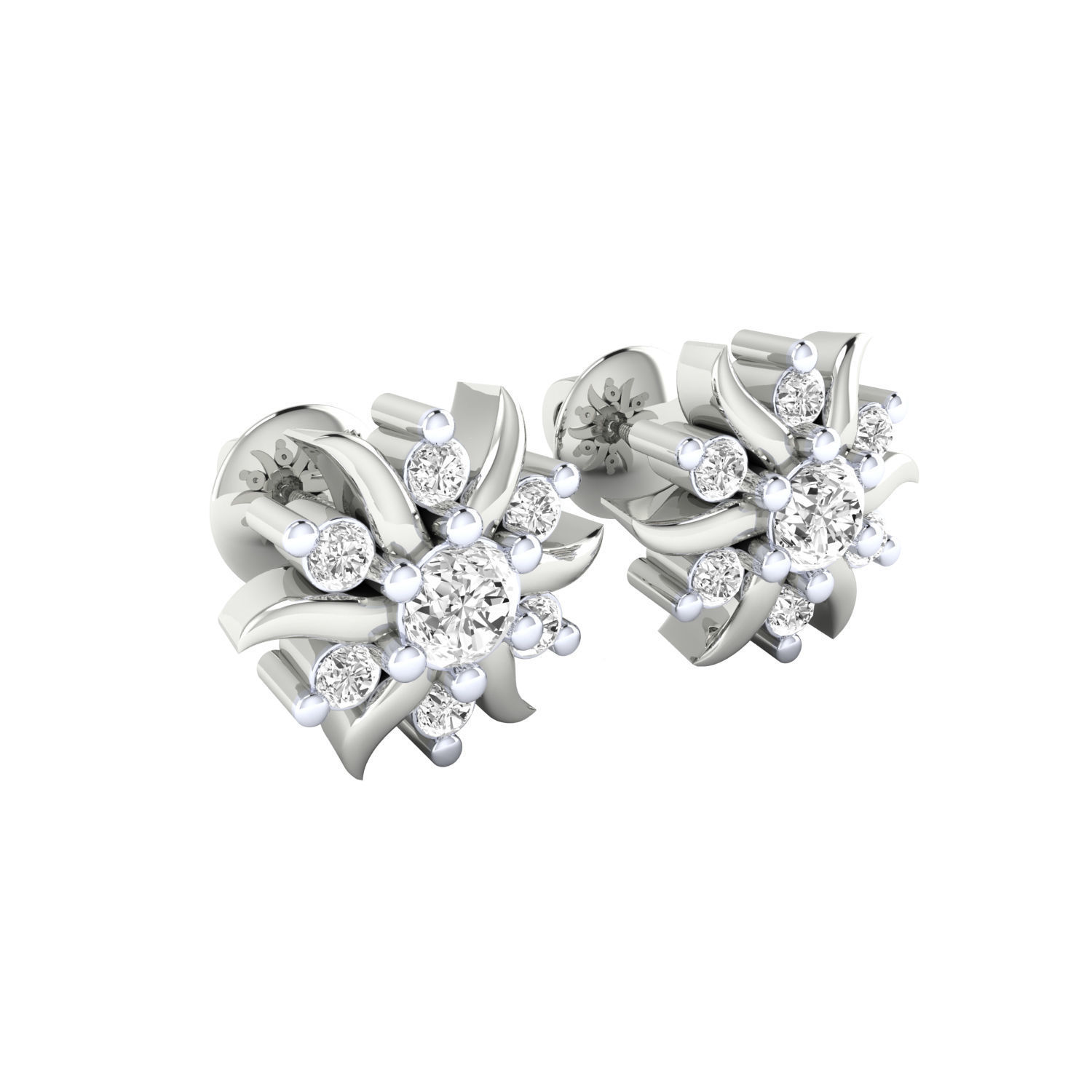 Women Stud Earrings STL JCD OBJ FBX Renders Details 3D print model_6