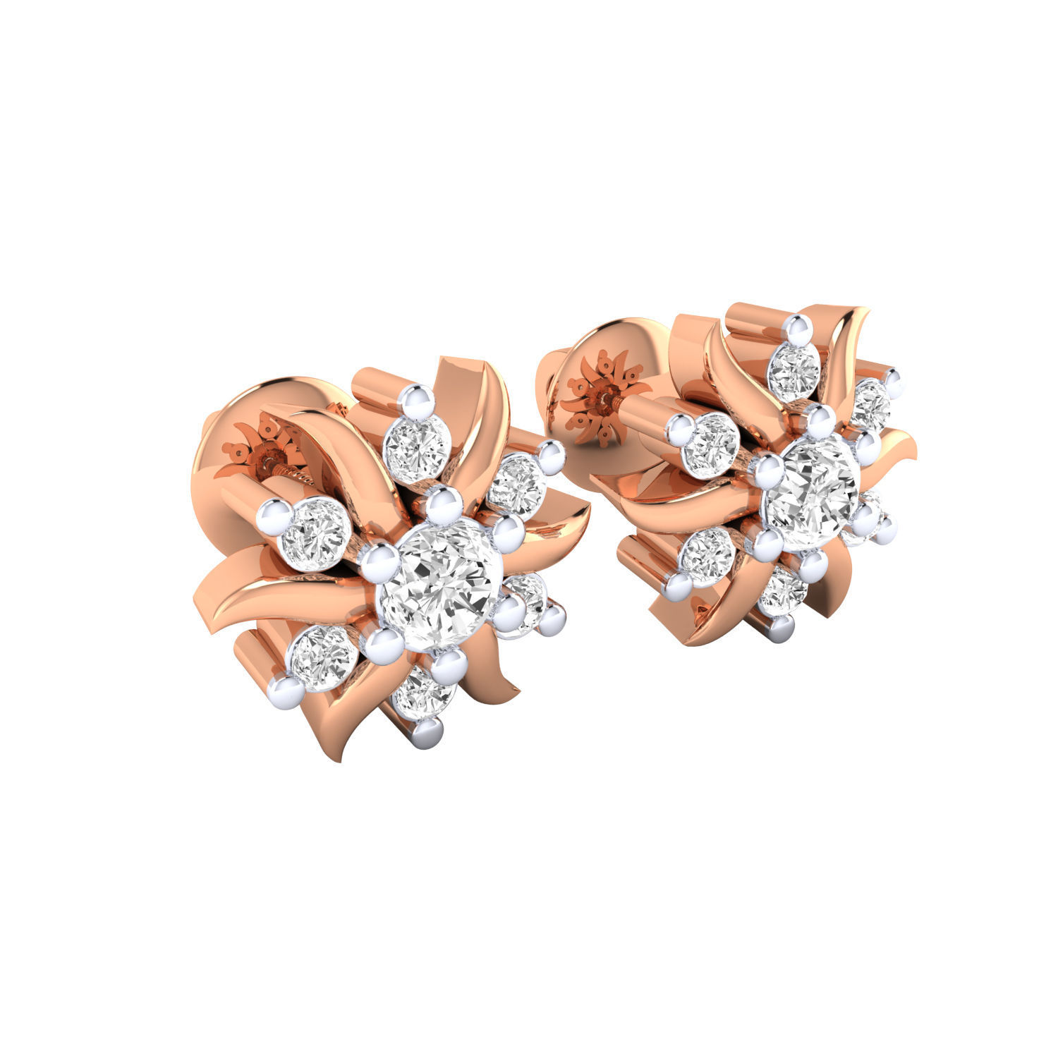 Women Stud Earrings STL JCD OBJ FBX Renders Details 3D print model_10