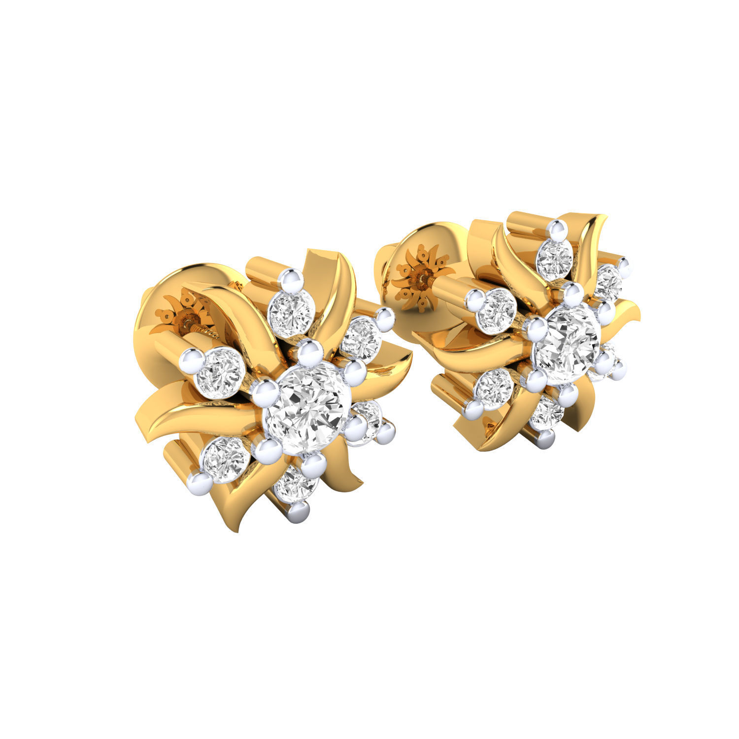 Women Stud Earrings STL JCD OBJ FBX Renders Details 3D print model_8