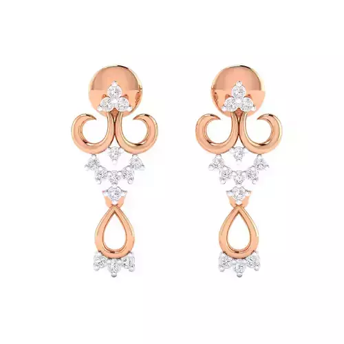 Women Long Drop Earrings STL JCD OBJ FBX Renders Details