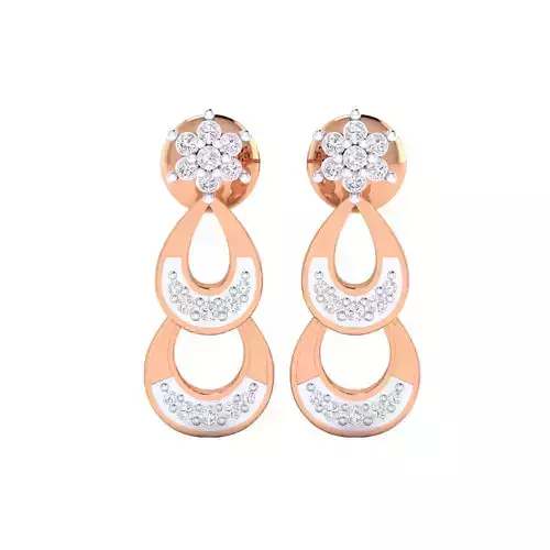 Women Long Drop Earrings STL JCD OBJ FBX Renders Details