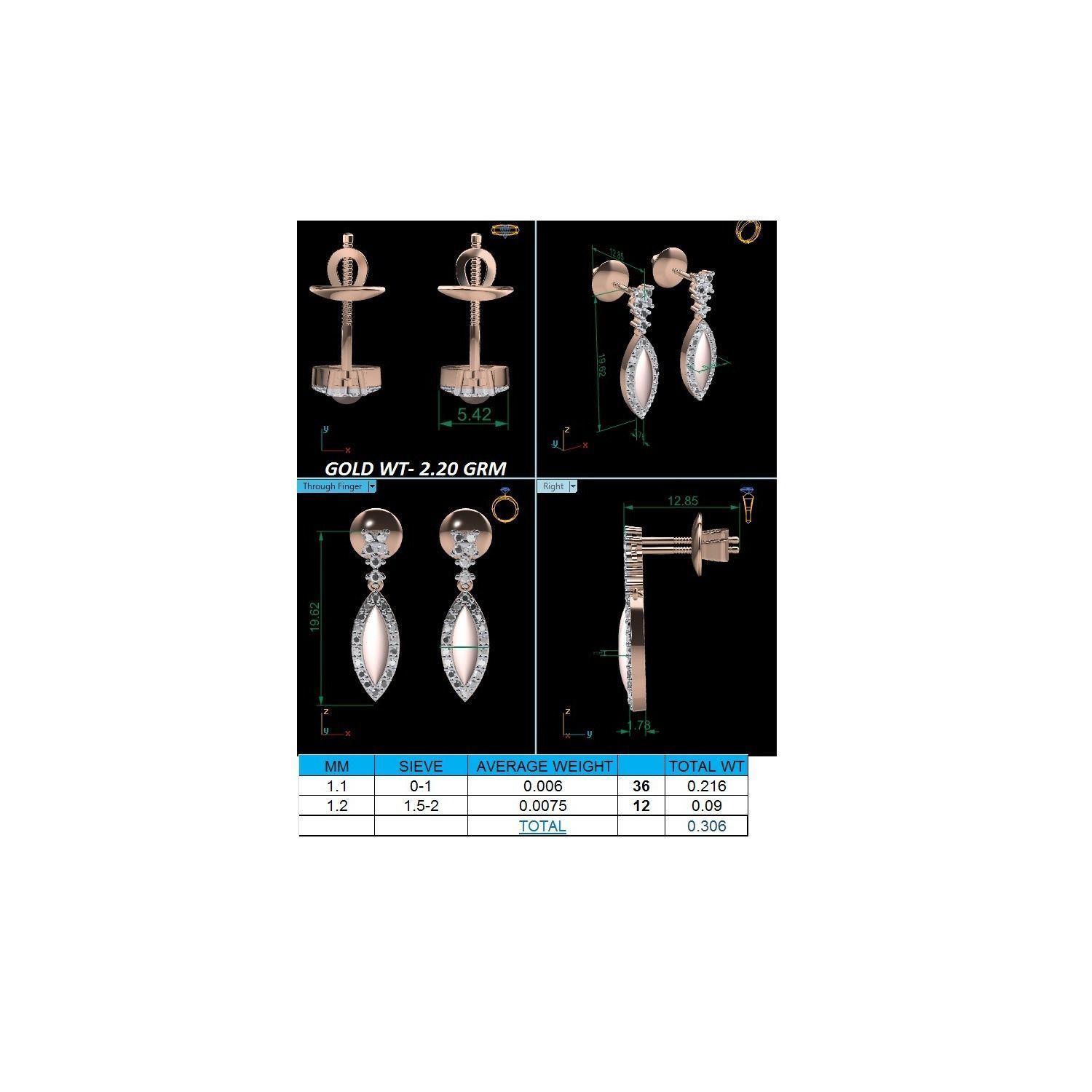 Women Long Drop Earrings STL JCD OBJ FBX Renders Details 3D print model_18