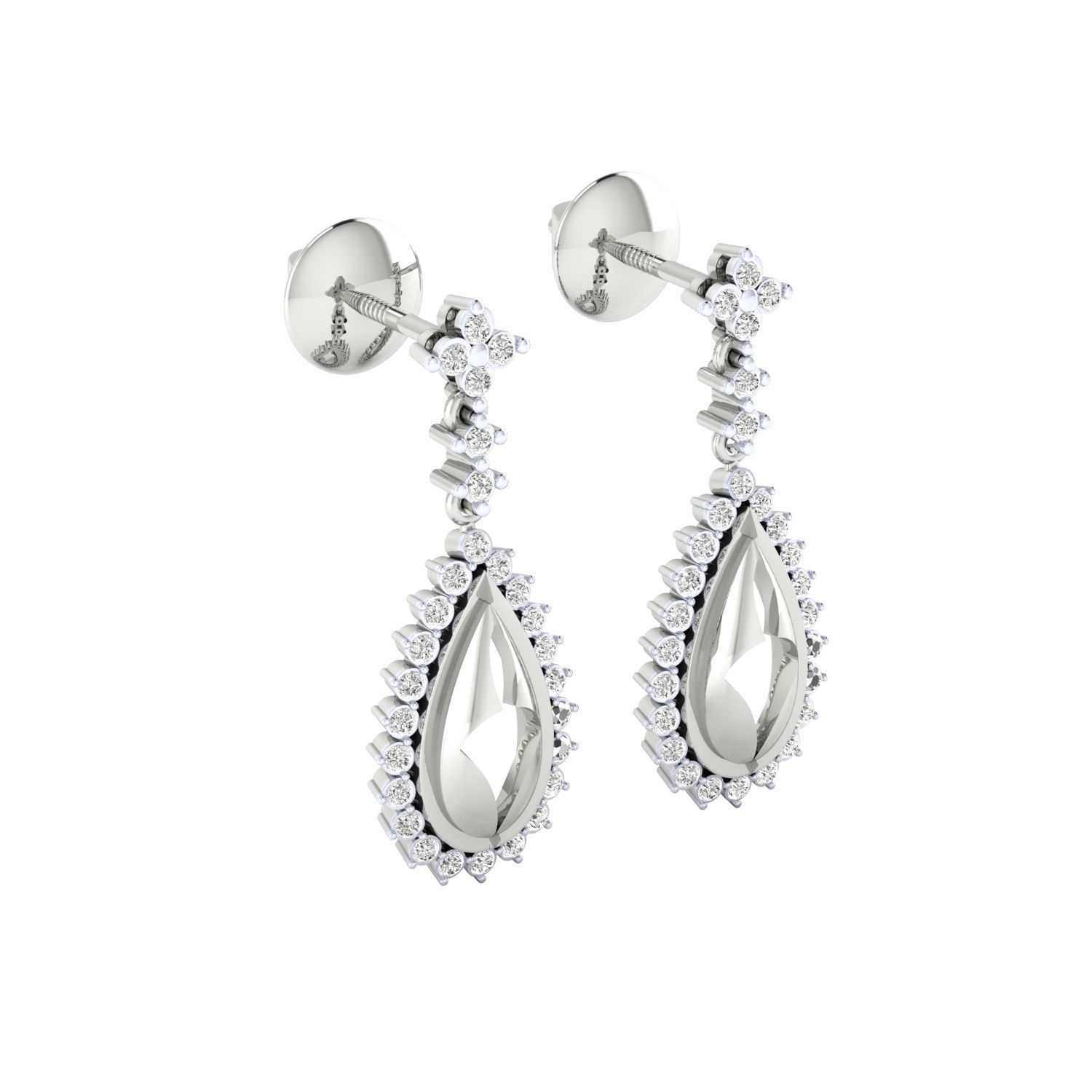 Women Long Drop Earrings STL JCD OBJ FBX Renders Details 3D print model_3