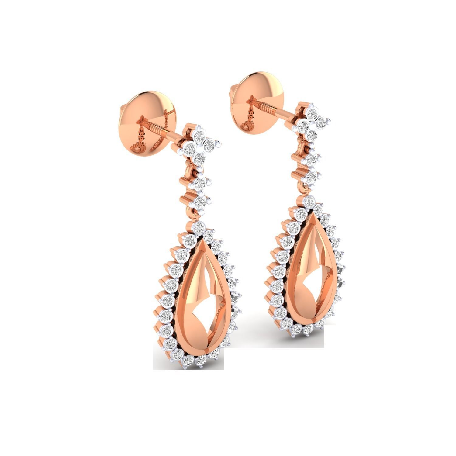 Women Long Drop Earrings STL JCD OBJ FBX Renders Details 3D print model_2