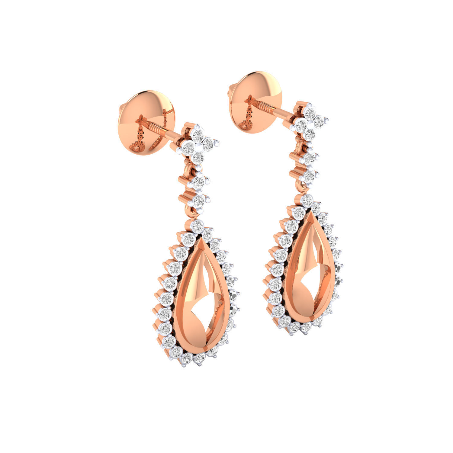 Women Long Drop Earrings STL JCD OBJ FBX Renders Details 3D print model_1