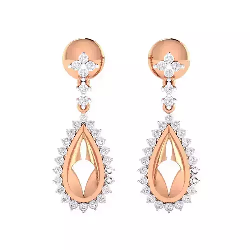 Women Long Drop Earrings STL JCD OBJ FBX Renders Details