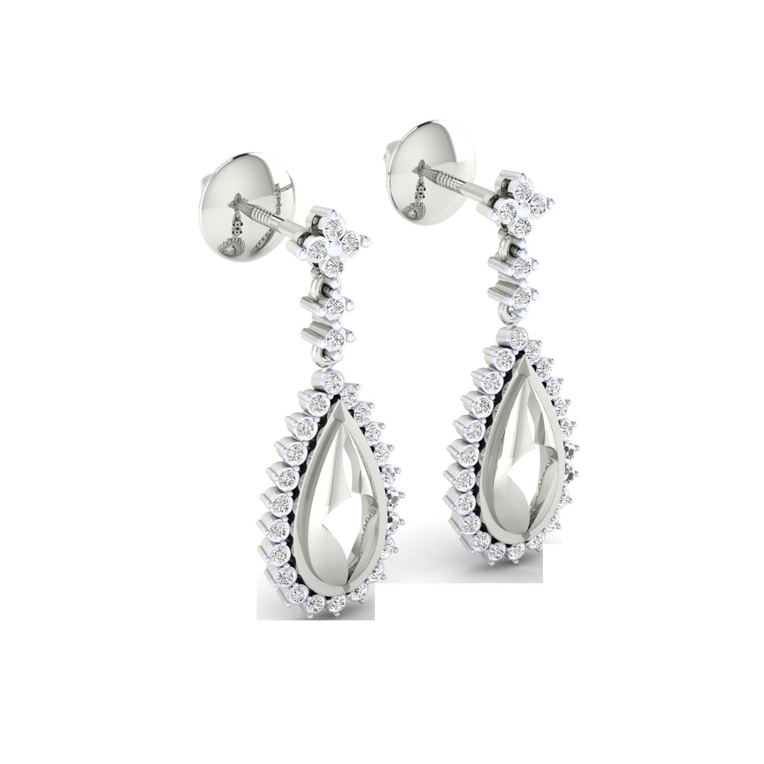 Women Long Drop Earrings STL JCD OBJ FBX Renders Details 3D print model_4