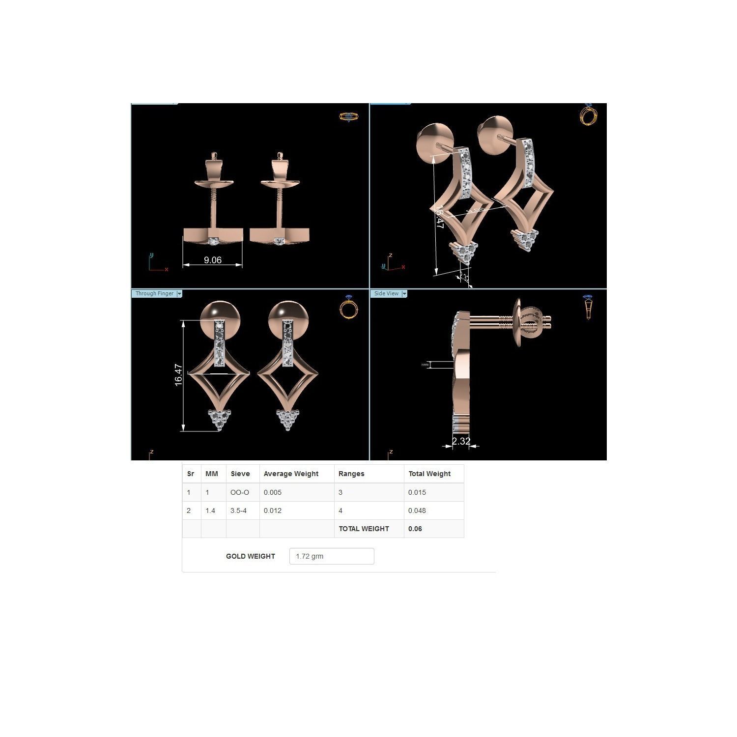 Women Earrings STL JCD OBJ FBX Renders Details 3D print model_18