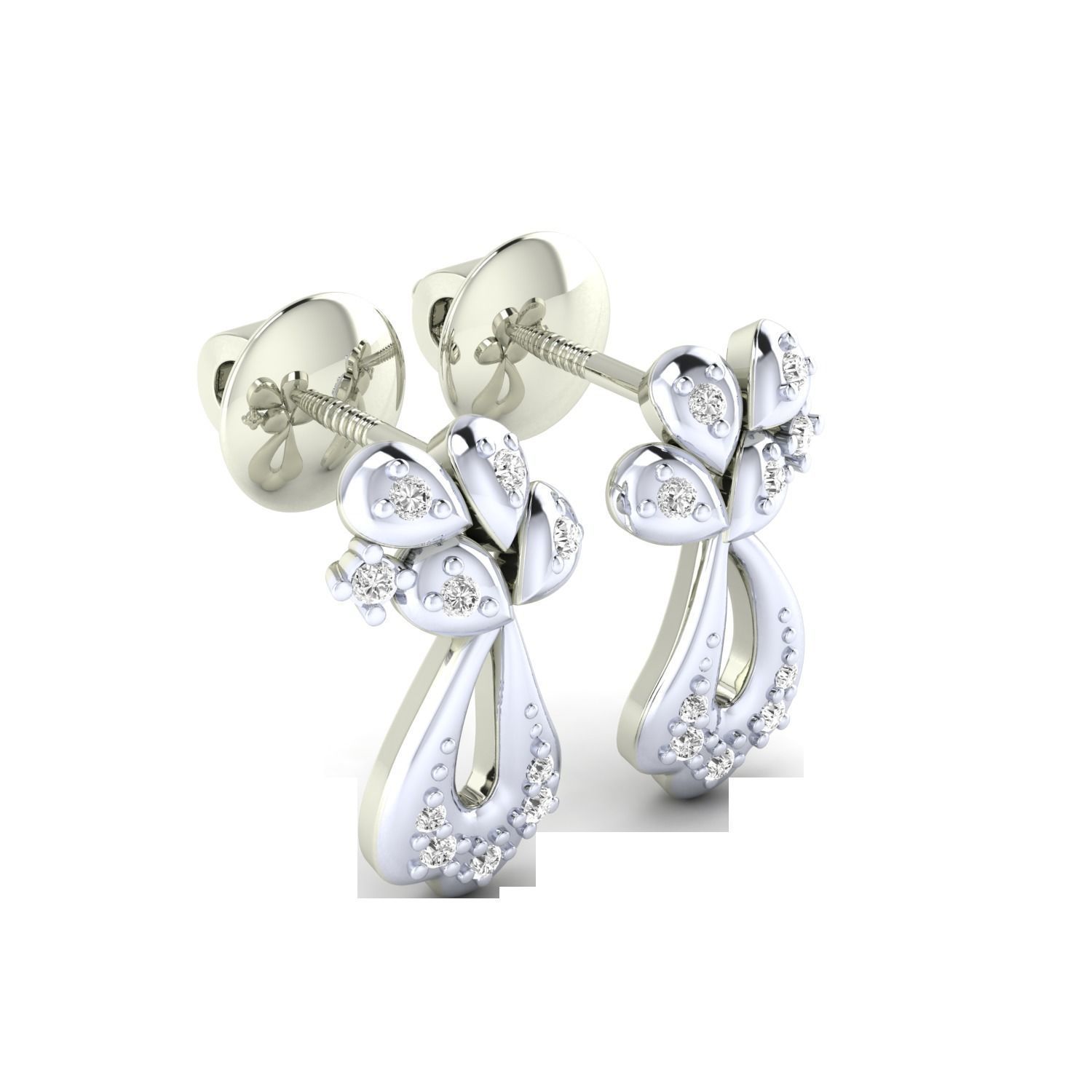 Women Earrings STL JCD OBJ FBX Renders Details 3D print model_6