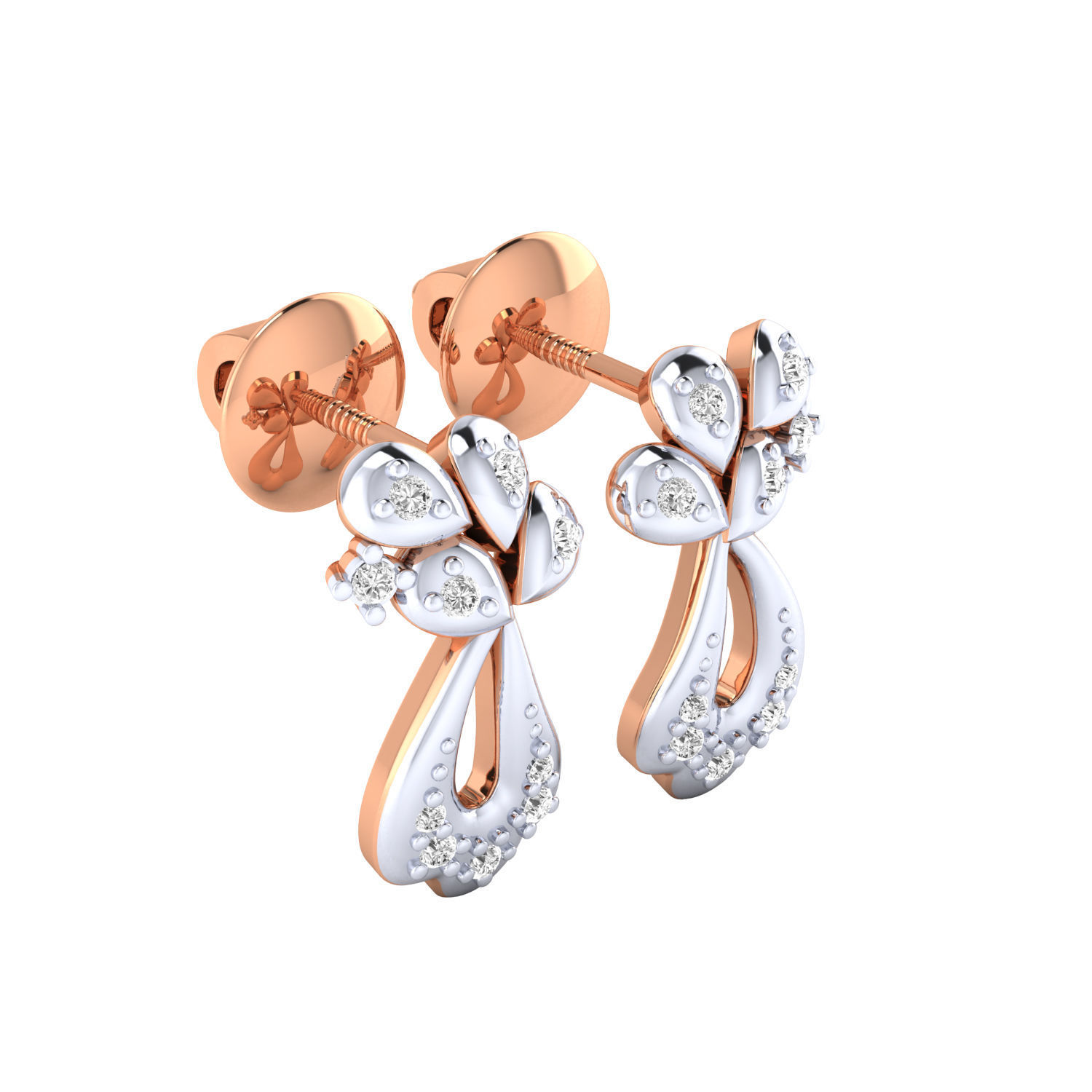 Women Earrings STL JCD OBJ FBX Renders Details 3D print model_3