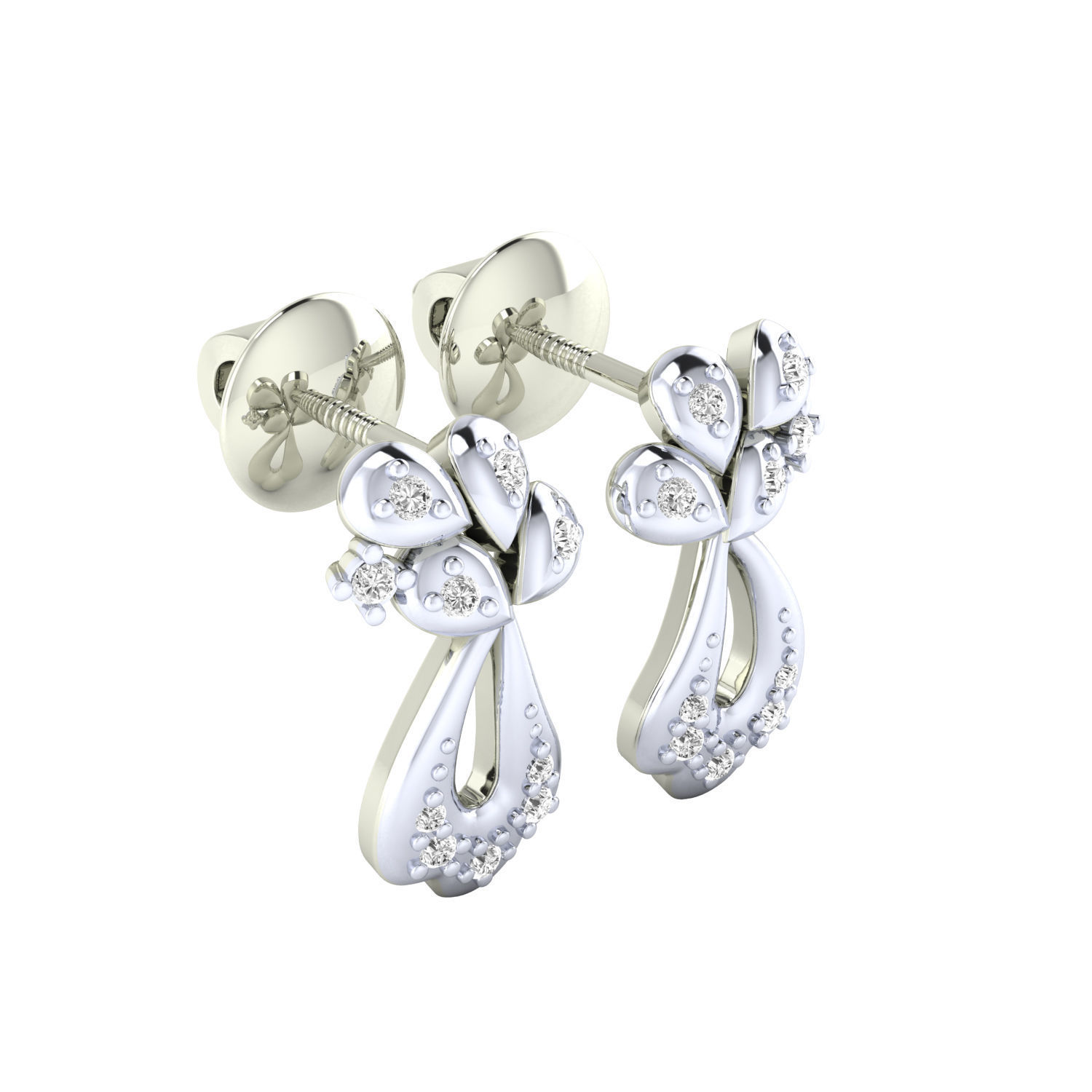 Women Earrings STL JCD OBJ FBX Renders Details 3D print model_5