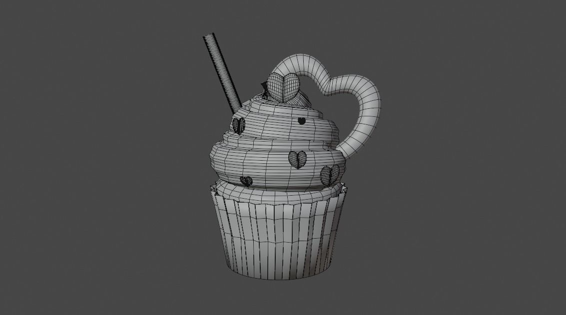 Cupcake 3d Model with heart on top 3D model_13