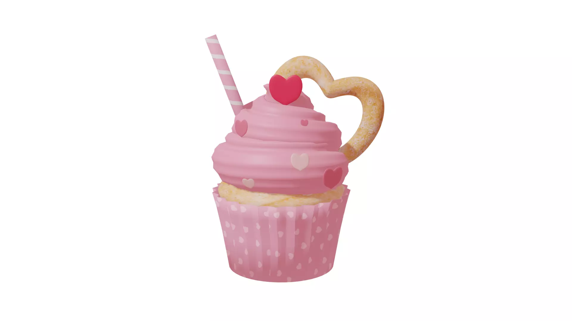 Cupcake 3d Model with heart on top 3D model_0