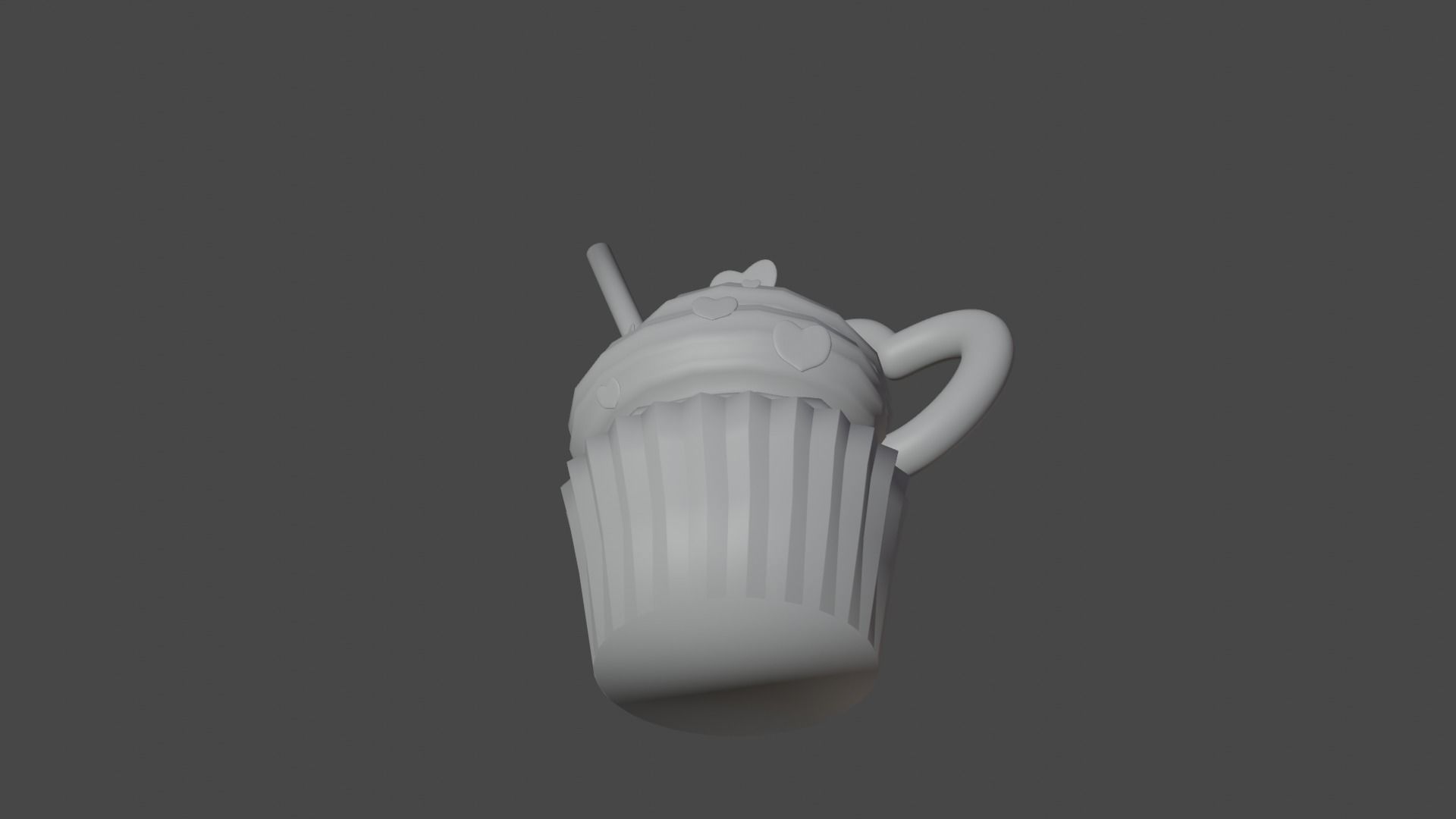 Cupcake 3d Model with heart on top 3D model_12