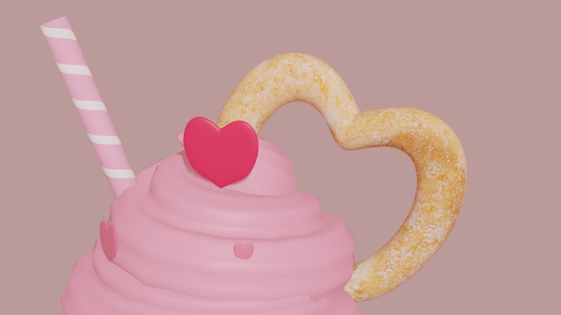 Cupcake 3d Model with heart on top 3D model_5