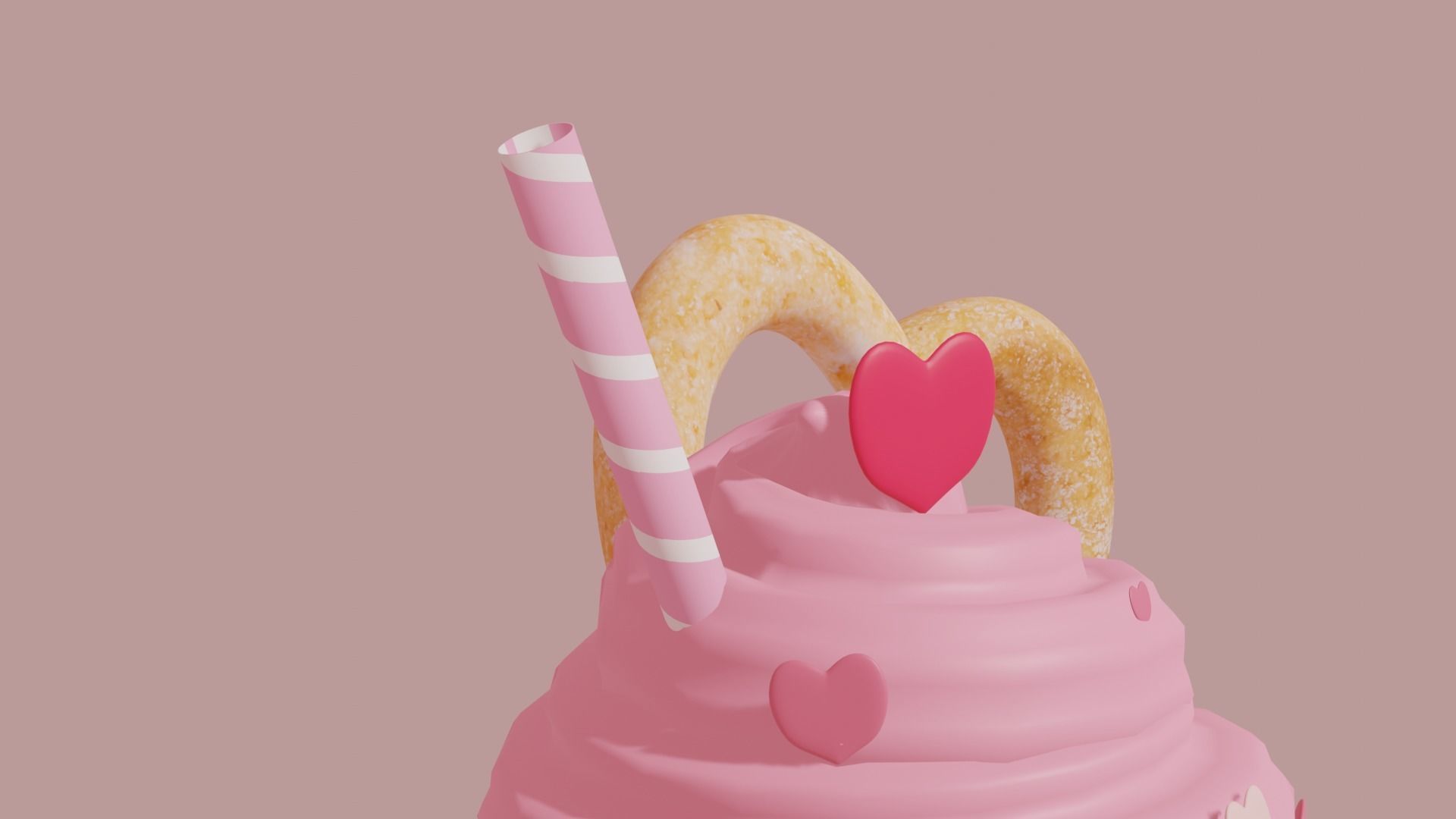 Cupcake 3d Model with heart on top 3D model_7