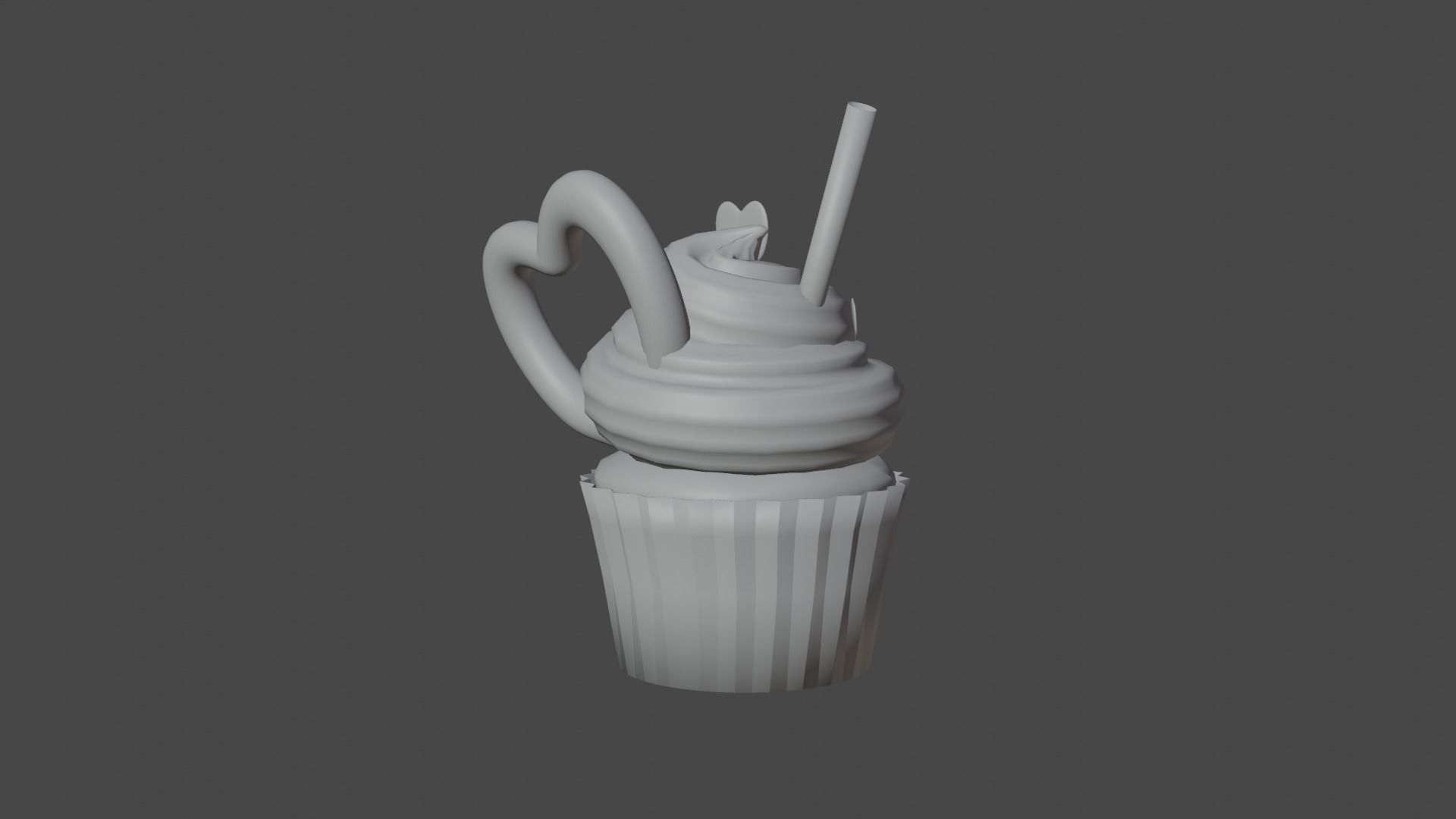 Cupcake 3d Model with heart on top 3D model_10