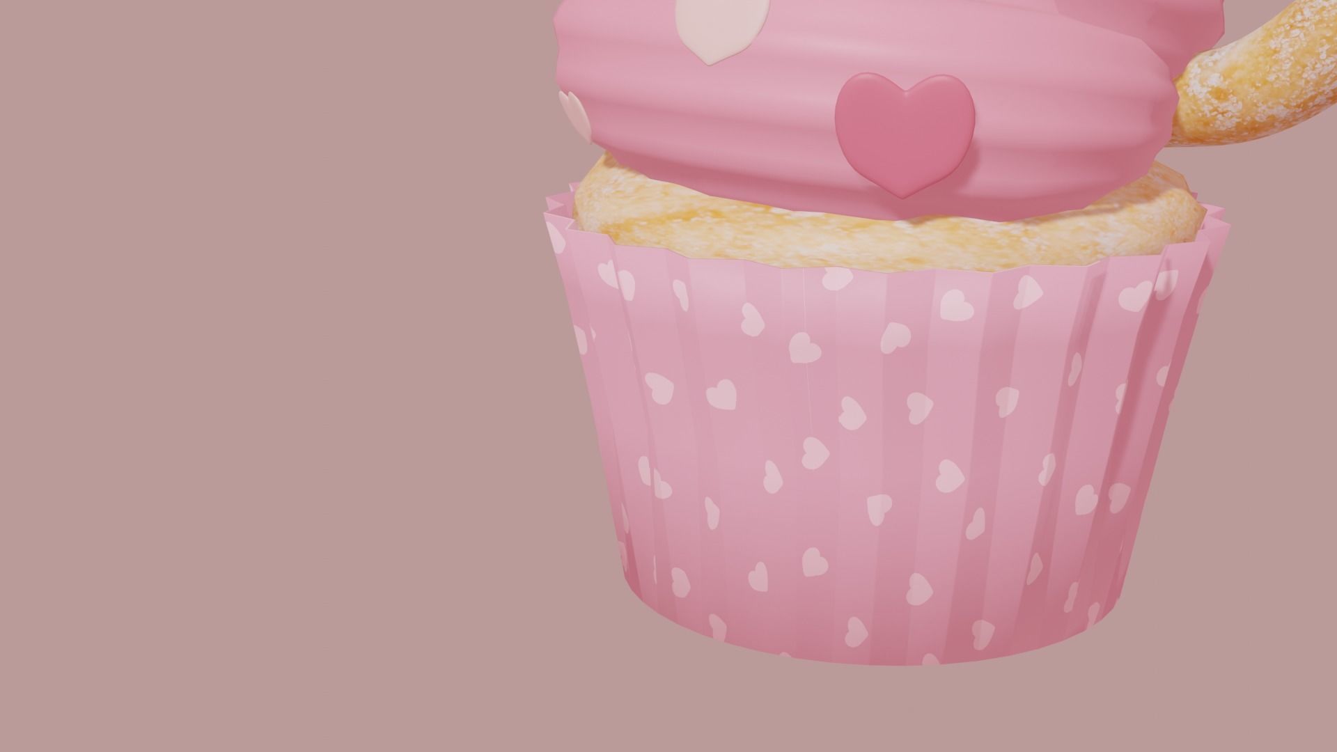 Cupcake 3d Model with heart on top 3D model_6