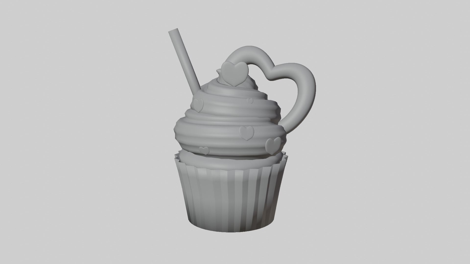 Cupcake 3d Model with heart on top 3D model_9