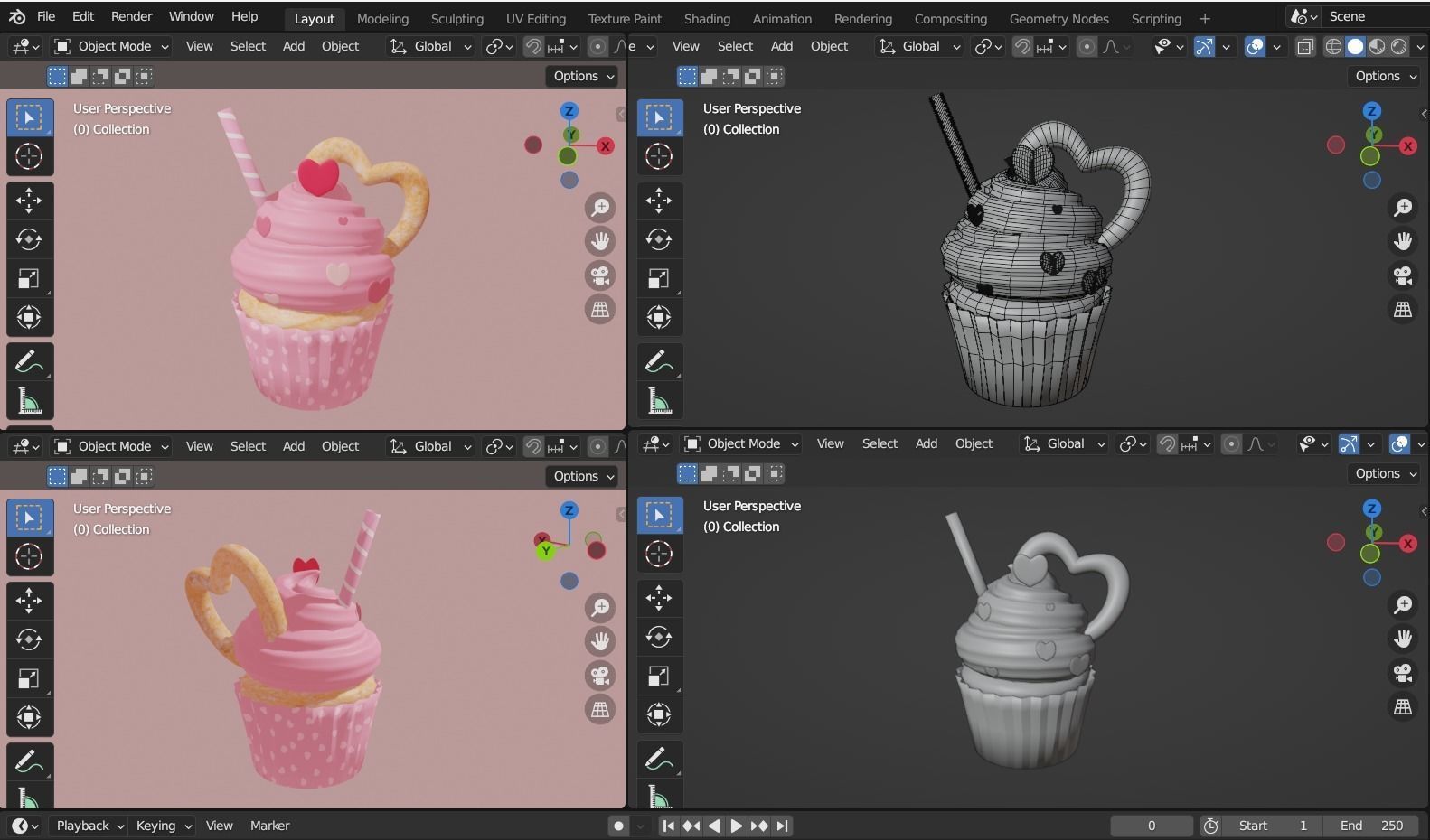 Cupcake 3d Model with heart on top 3D model_14