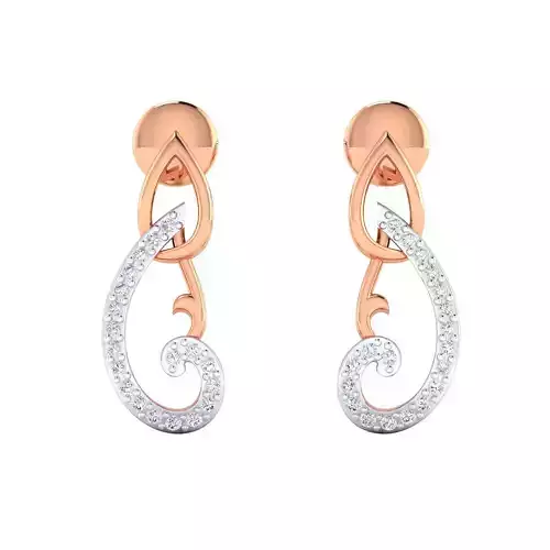 Women Long Drop Earrings STL JCD OBJ FBX Renders Details
