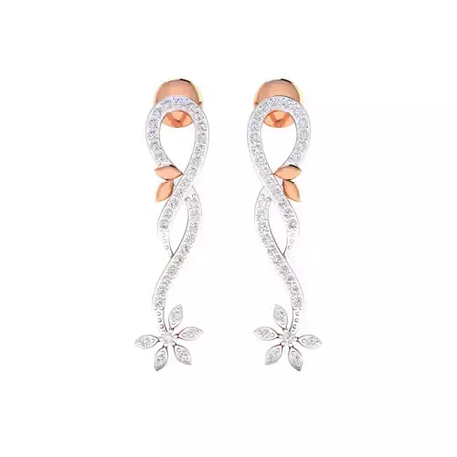 Women Long Drop Earrings STL JCD OBJ FBX Renders Details