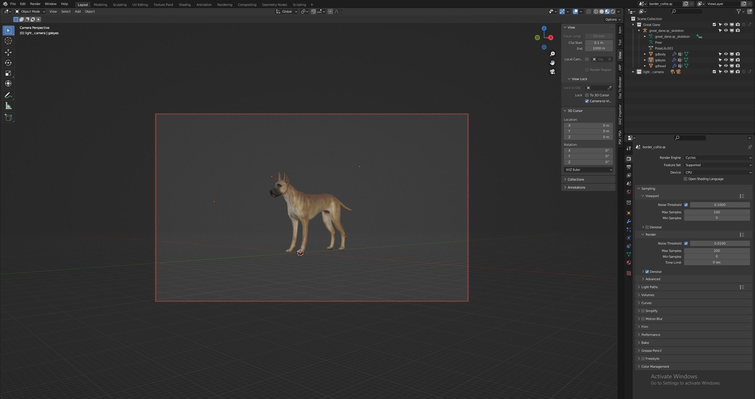DOG - GREAT DANE  Low-poly 3D model_6