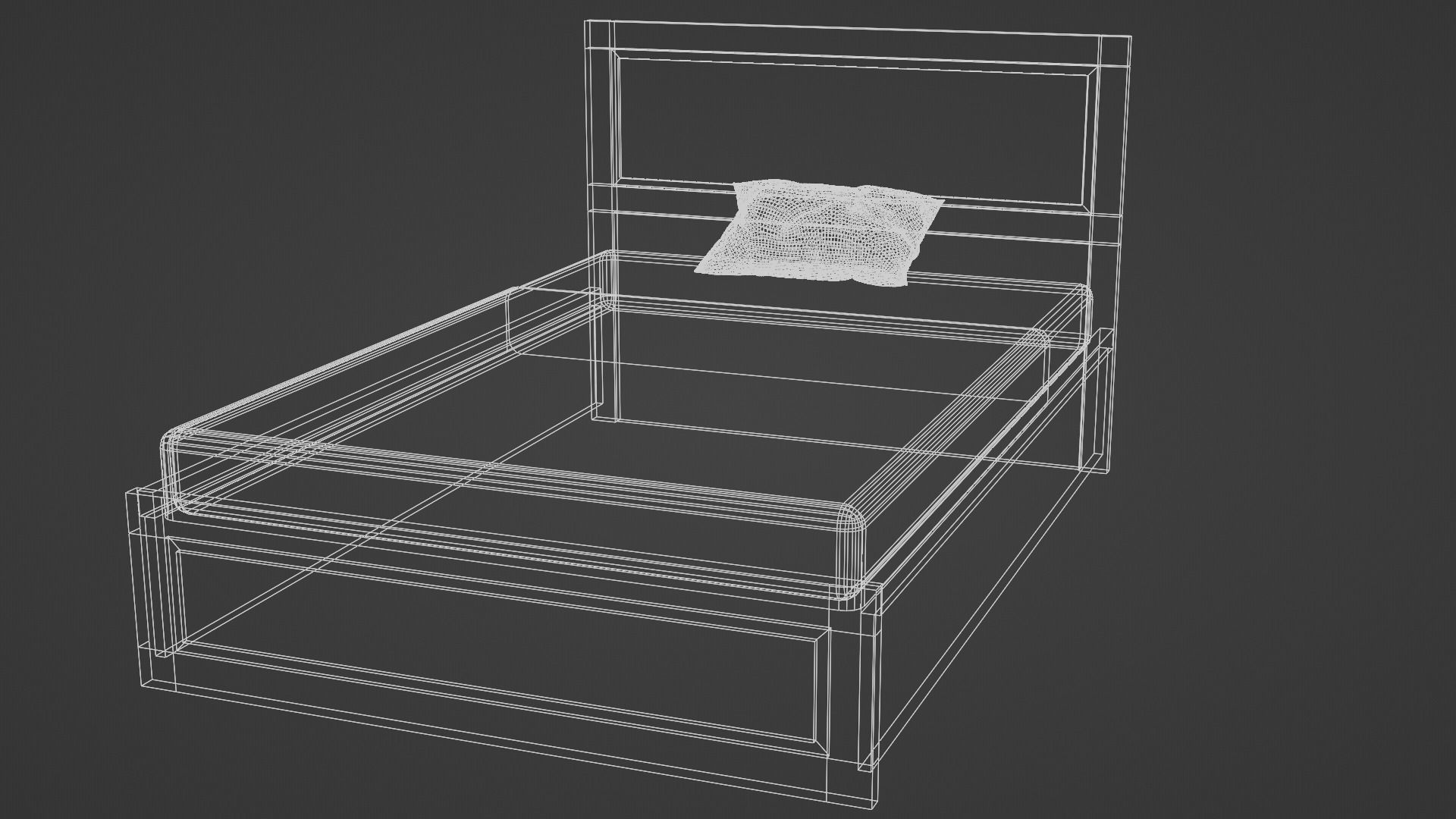 Small-Double Sized 3D Bed Low-poly 3D model_1