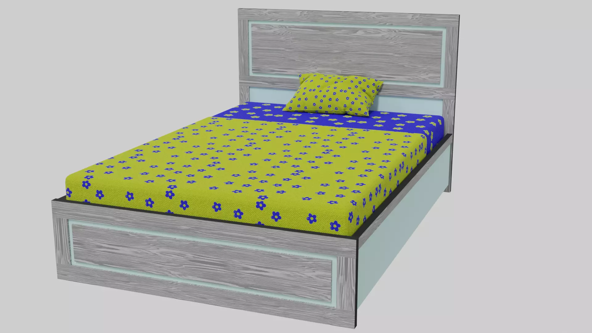 Small-Double Sized 3D Bed Low-poly 3D model_0