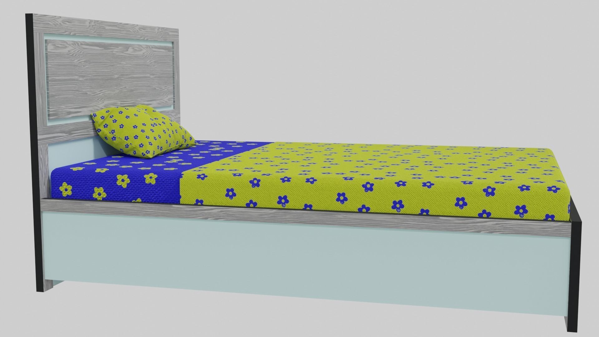 Small-Double Sized 3D Bed Low-poly 3D model_4