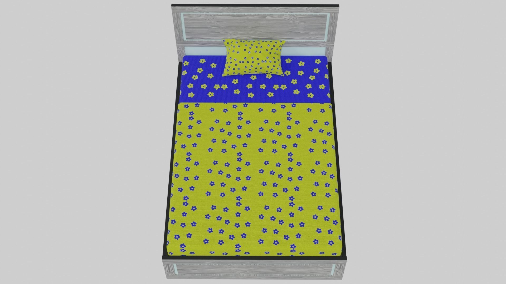 Small-Double Sized 3D Bed Low-poly 3D model_2