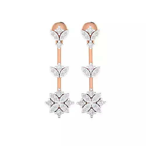 Women Long Drop Earrings STL JCD OBJ FBX Renders Details