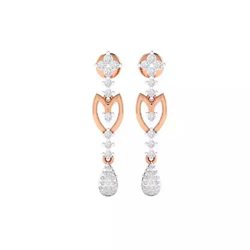 Women Long Drop Earrings STL JCD OBJ FBX Renders Details