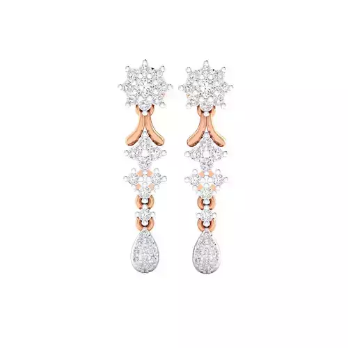 Women Long Drop Earrings STL JCD OBJ FBX Renders Details