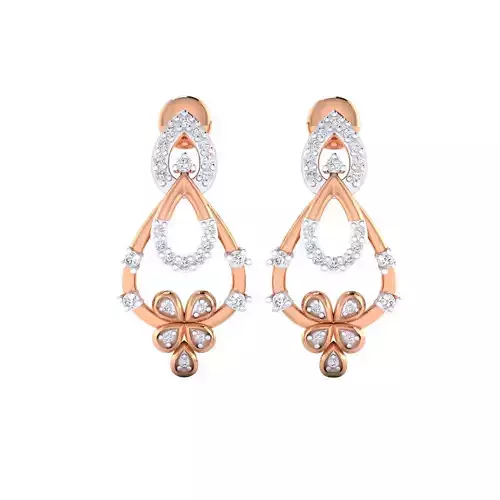 Women Long Drop Earrings STL JCD OBJ FBX Renders Details
