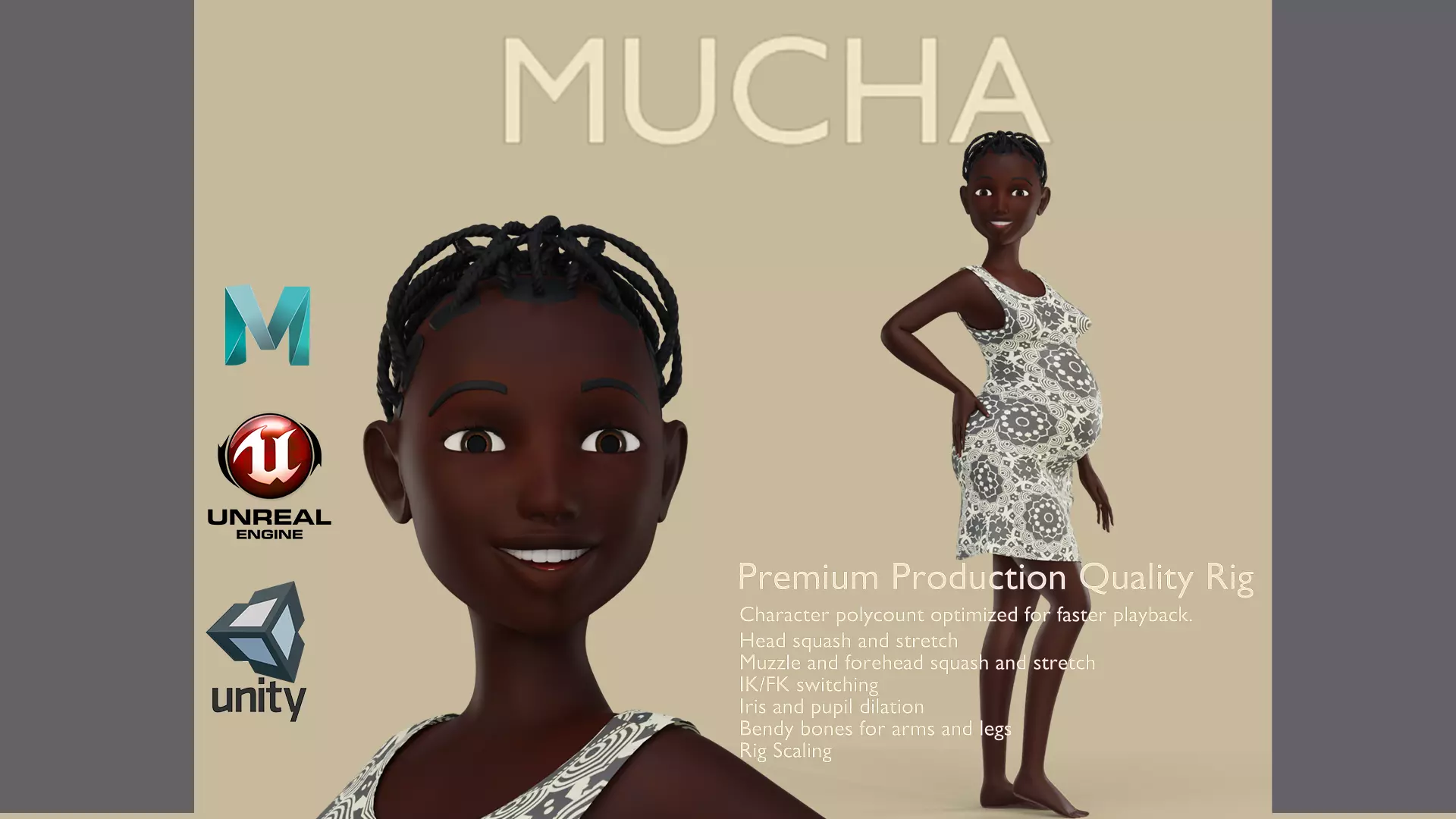 MUCHA RIG MAYA VERSION Low-poly 3D model