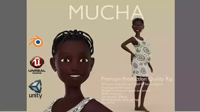 MUCHA RIG BLENDER VERSION Low-poly 3D model