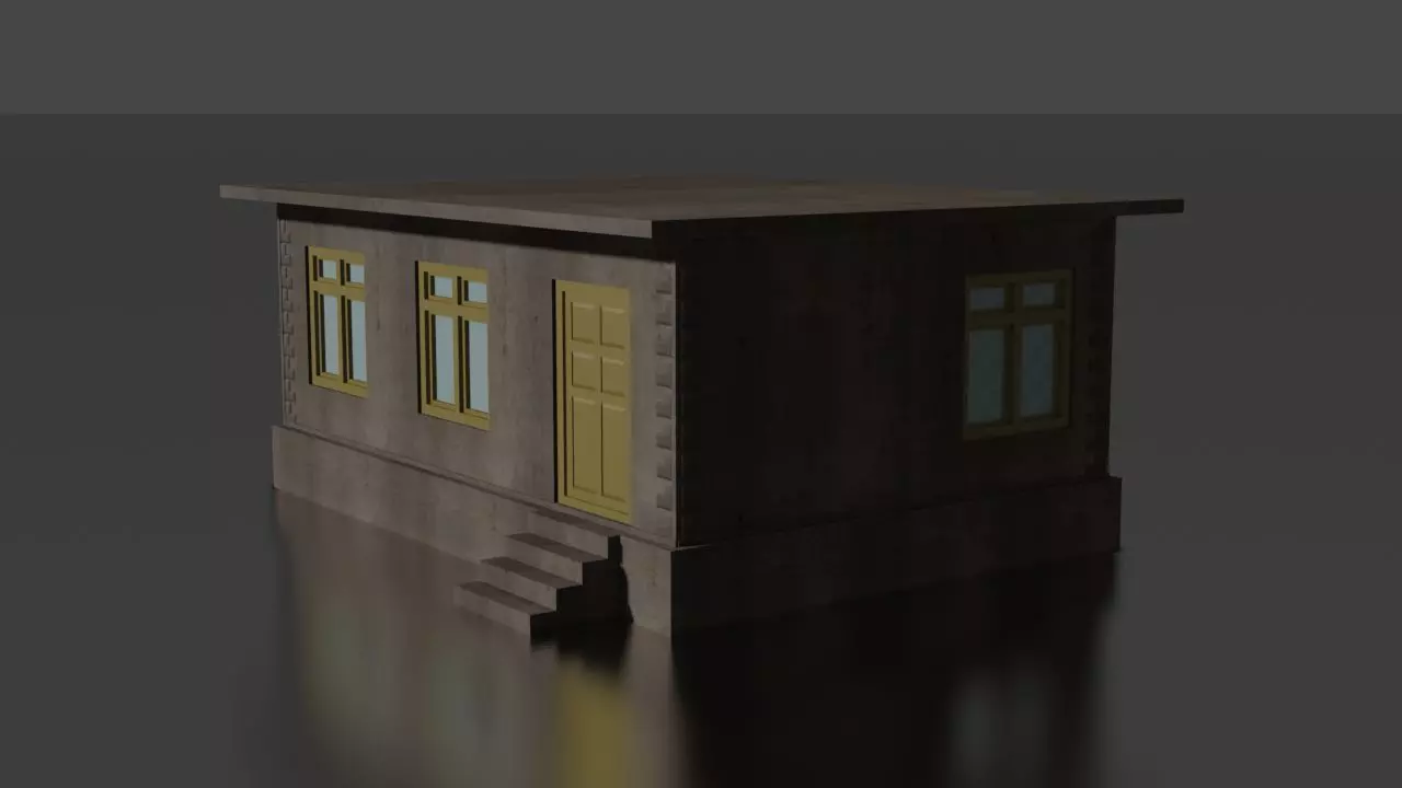 city house low-poly Low-poly 3D model_0