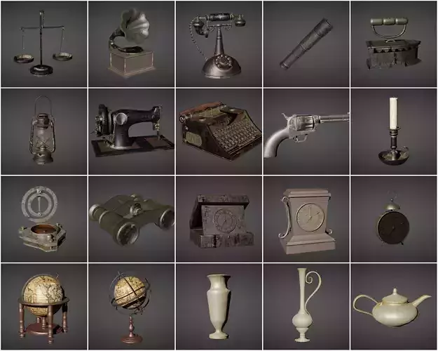 Antique Collection Model Old - Low poly Realistic