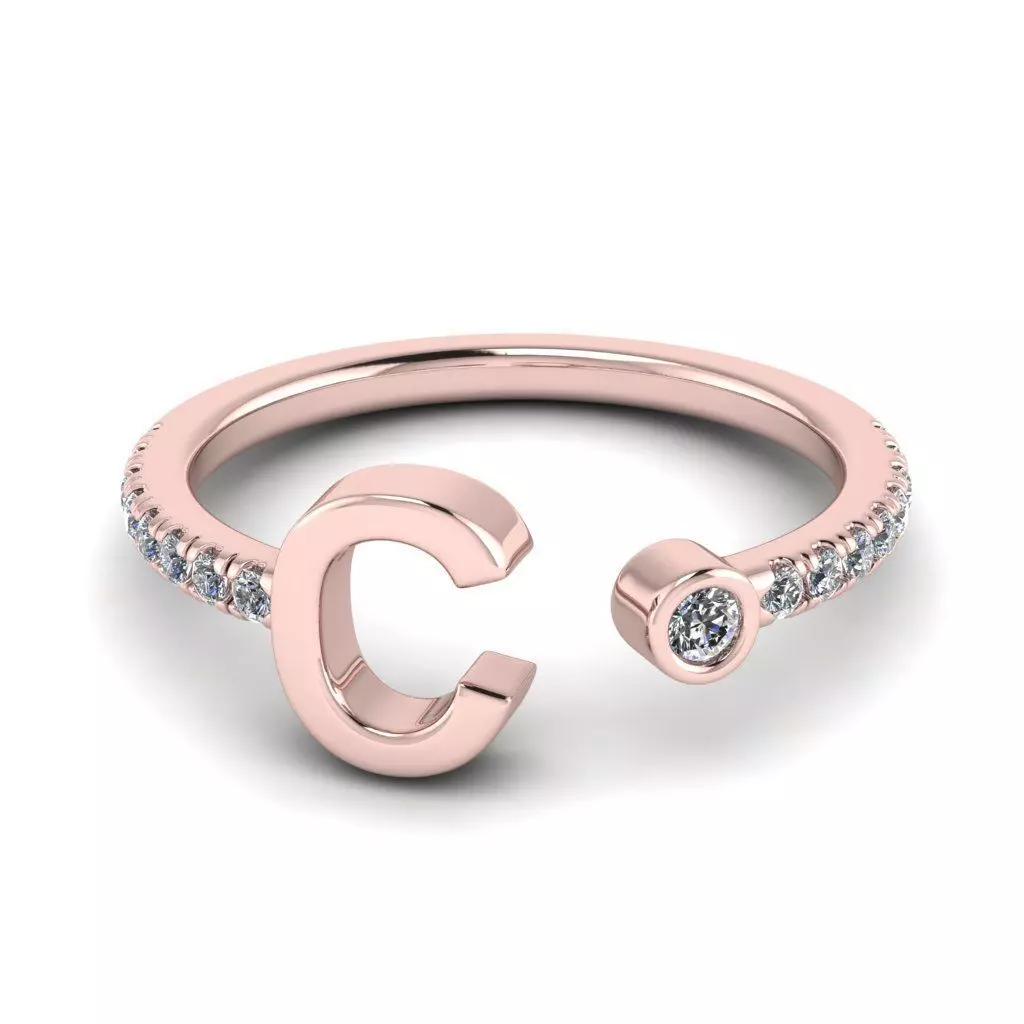 Jewelry alphabet Ring C 3D print model
