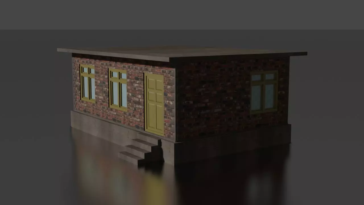 city house low-poly Low-poly 3D model_0
