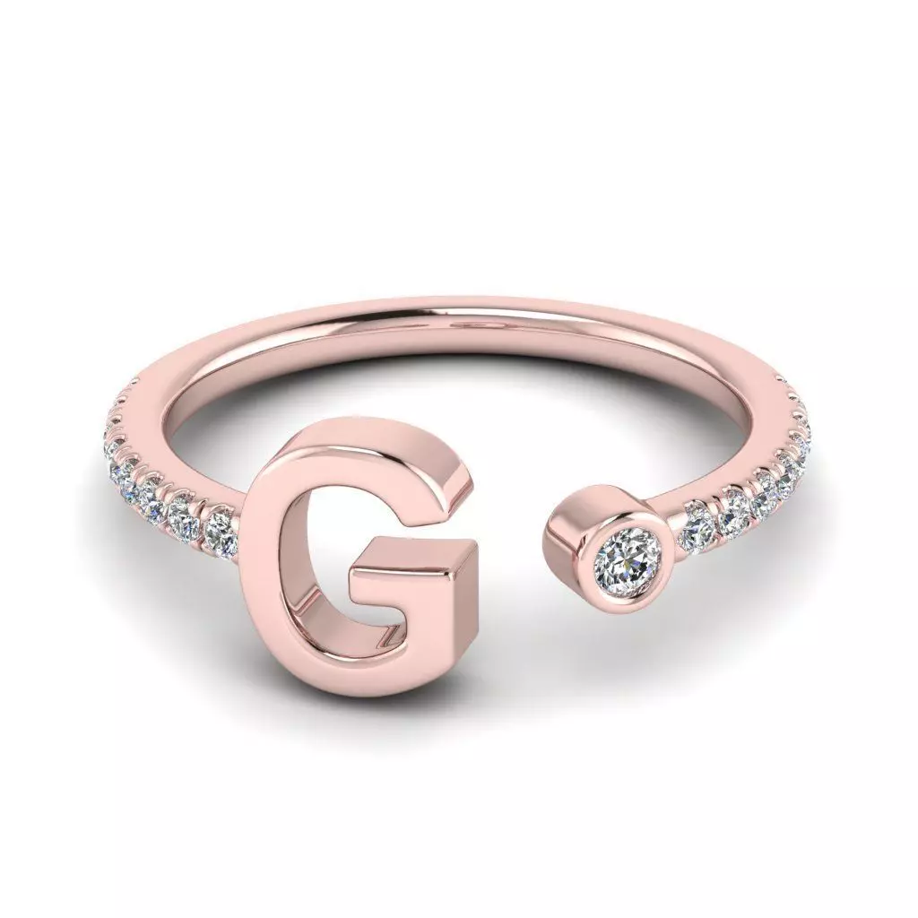 Jewelry alphabet Ring G 3D print model